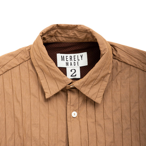 Merely Made Merely Quilted Cropped Shirt Sage Brown 24231SH Degli Uberti